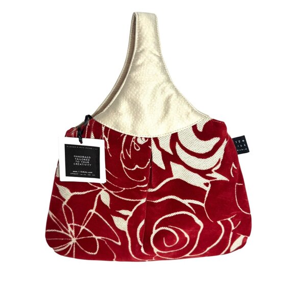 1154 Lill Studio Red & Beige Floral Chloe Handbag - Picture 3 of 9